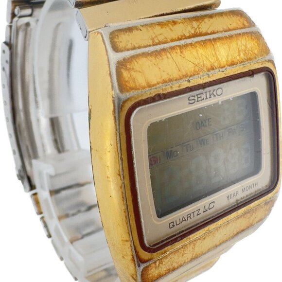 Vintage Seiko Men's Digital LCD Wristwatch M154-4018 w Band Running - Picture 3 of 6